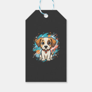 Süßer Hund Farb-Spritzer Vektor Kunst_1 Geschenkanhänger