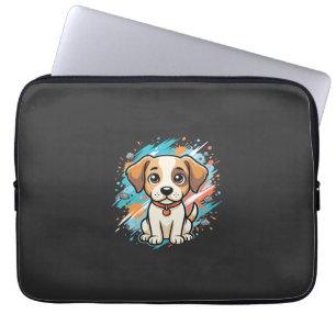 Süßer Hund Farb-Spritzer Vektor Kunst_1 Laptopschutzhülle