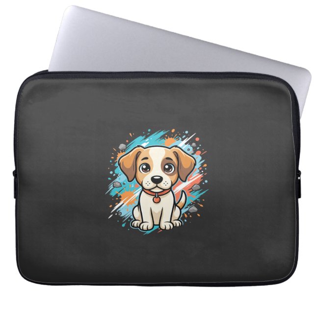 Süßer Hund Farb-Spritzer Vektor Kunst_1 Laptopschutzhülle (Vorderseite)