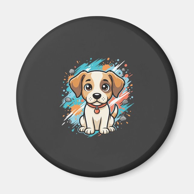 Süßer Hund Farb-Spritzer Vektor Kunst_1 Magnet (Vorne)