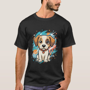 Süßer Hund Farb-Spritzer Vektor Kunst_1 T-Shirt