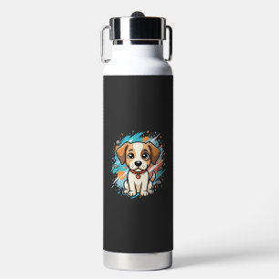 Süßer Hund Farb-Spritzer Vektor Kunst_1 Trinkflasche