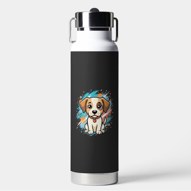 Süßer Hund Farb-Spritzer Vektor Kunst_1 Trinkflasche (Vorderseite)