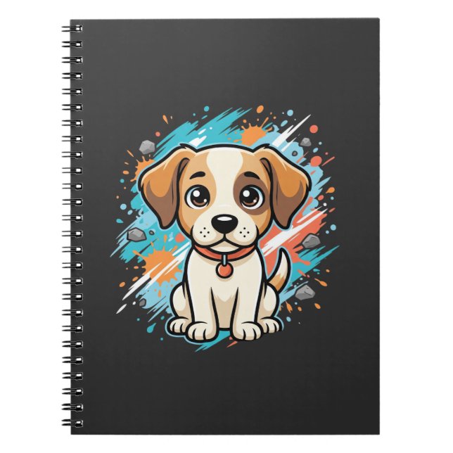 Süßer Hund Farbe Spritzer Vektor Kunst_1 Notizblock (Vorderseite)