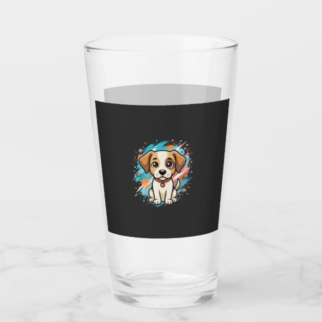 Süßer Hund Farbklecks Vektor Kunst_1 Glas (Vorderseite)