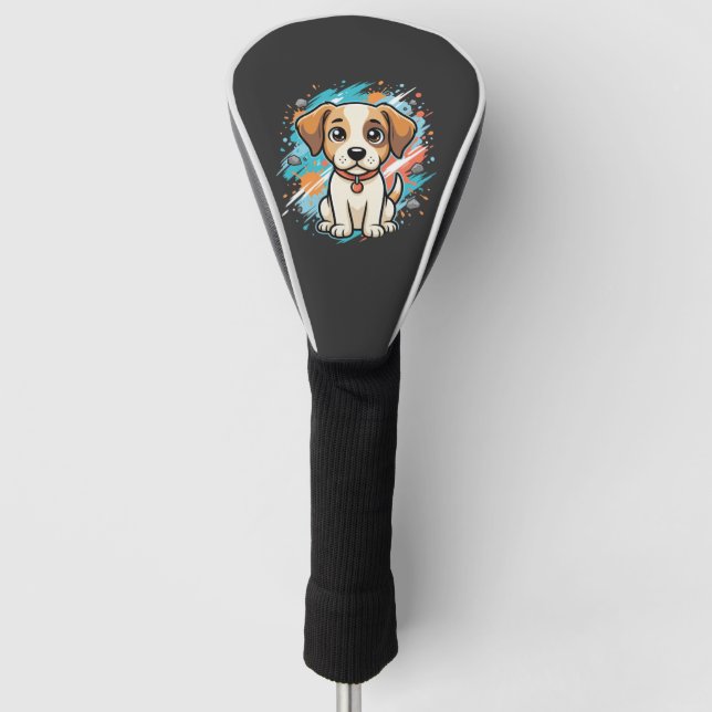 Süßer Hund Farbklecks Vektor Kunst_1 Golf Headcover (Vorderseite)