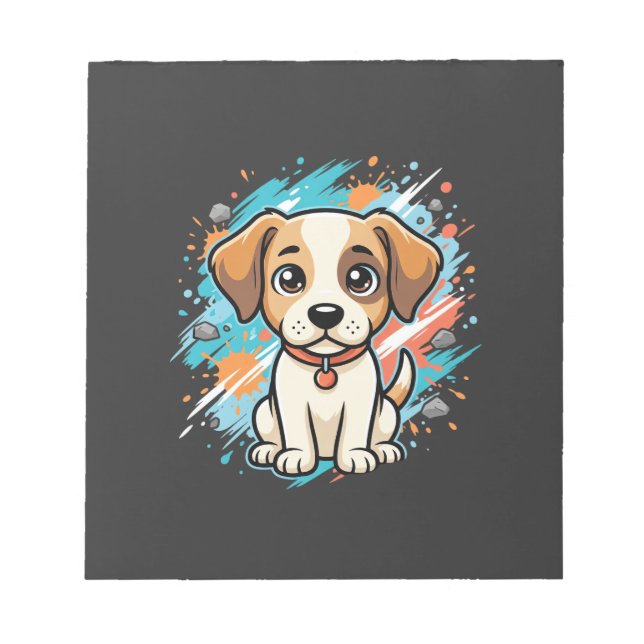 Süßer Hund Farbklecks Vektor Kunst_1 Notizblock (Vorderseite)