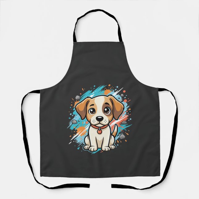 Süßer Hund Farbklecks Vektor Kunst_1 Schürze (Vorderseite)