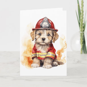 Süßer Hund Feuerwehrmann-Anzug Feuerwehrmann in Au Karte