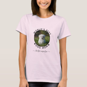 Süßer Hund Foto Name Schwarze Pfotenabdrücke Perso T-Shirt