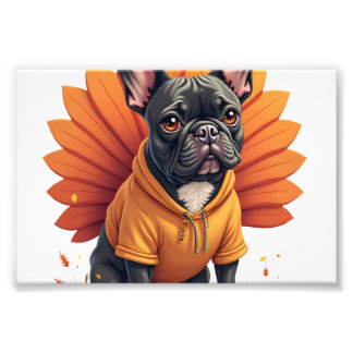 Süßer Hund Frenchie Thanksgiving Kinder Teenager M Fotodruck