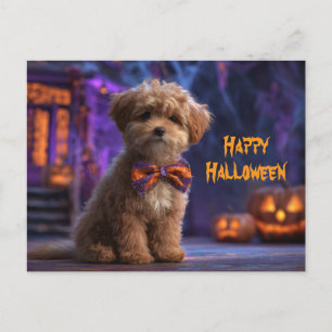 Süßer Hund Frohes Halloween Spukhaus Postkarte