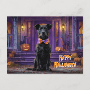 Süßer Hund Frohes Halloween Spukhaus Postkarte