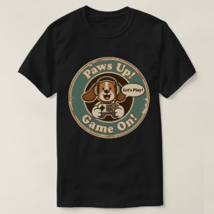 Süßer Hund-Gamer "Paws Up! Game On!" (Beagle-Misch T-Shirt