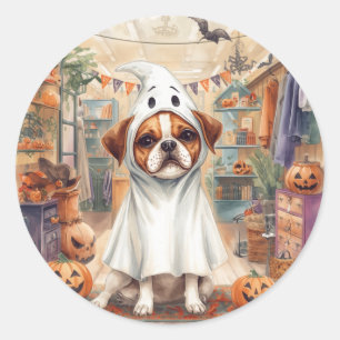 Süßer Hund Geist Frohes Halloween Runder Aufkleber