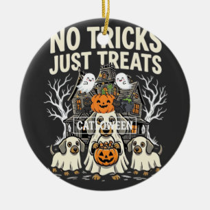 Süßer Hund Halloween Keine Tricks Nur Leckerlis_1 Keramik Ornament