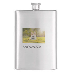 Süßer Hund Haustier Name Text editierbar Hund Mama Flachmann