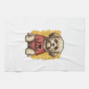 Süßer Hund, ich liebe Papa Vintage Gravur Vektor D Geschirrtuch