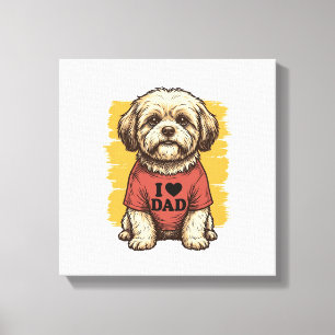 Süßer Hund, ich liebe Papa Vintage Gravur Vektor D Leinwanddruck