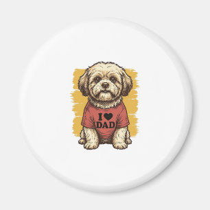 Süßer Hund, ich liebe Papa Vintage Gravur Vektor D Magnet