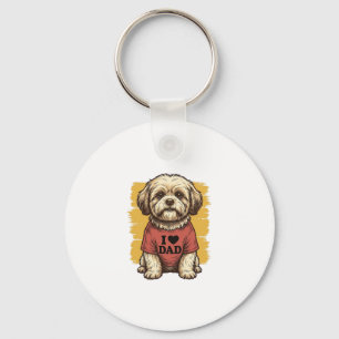 Süßer Hund, ich liebe Papa Vintage Gravur Vektor D Schlüsselanhänger