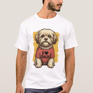 Süßer Hund, ich liebe Papa Vintage Gravur Vektor D T-Shirt