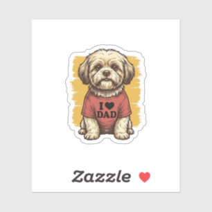 Süßer Hund Ich liebe Papa Vintage Gravur Vektor De Aufkleber