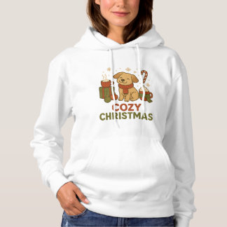 Süßer Hund im Weihnachtsoutfit mit gemütlichem Wei Hoodie