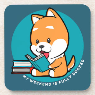 Süßer Hund liest Buch Lustiger Spruch Getränkeuntersetzer