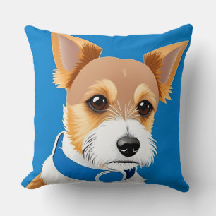 Süßer Hund mit blauem Halsband Kissen