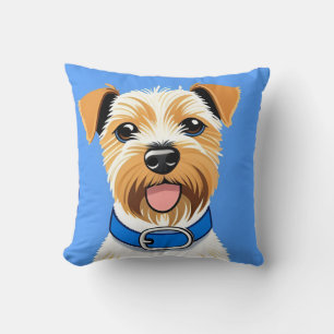 Süßer Hund mit blauem Halsband Kissen