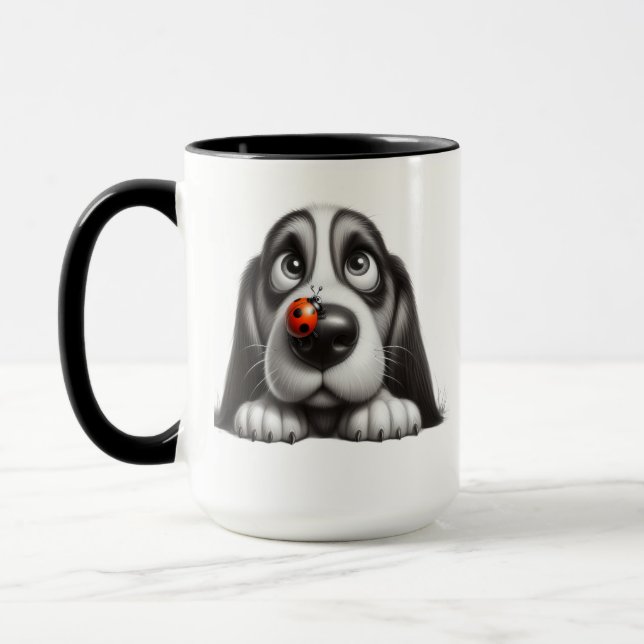 Süßer Hund mit Marienkäfer Tasse (Links)