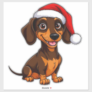 Süßer Hund mit Weihnachtsmannmütze verbreitet Weih Aufkleber
