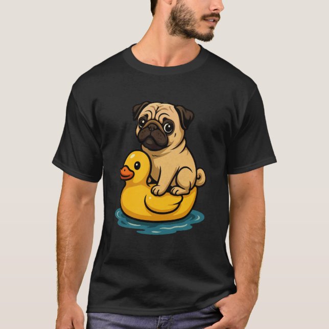 Süßer Hund Mops Gummiente T-Shirt (Vorderseite)