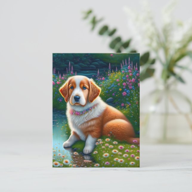 Süßer Hund Postkarte (Stehend Vorderseite)