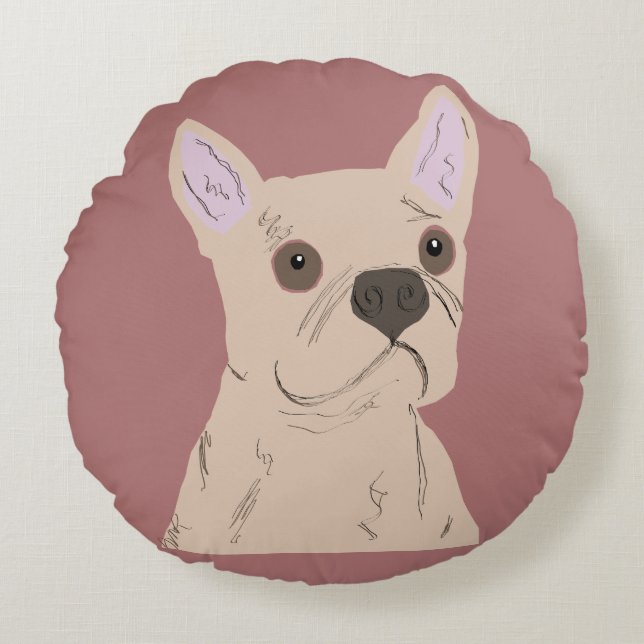 Süßer Hund Rundes Kissen (Vorderseite)