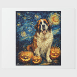 Süßer Hund Saint Bernard Halloween Jack O Lantern  Geschenkpapier