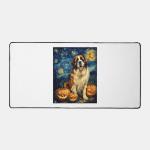Süßer Hund Saint Bernard Halloween Jack O Lantern  Schreibtischunterlage