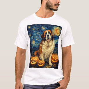 Süßer Hund Saint Bernard Halloween Jack O Lantern  T-Shirt