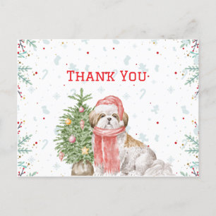 Süßer Hund Shihtzu Santa-Mütze Weihnachten Danke