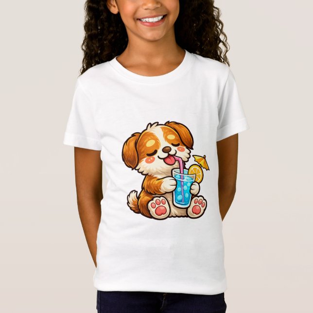 Süßer Hund Sommergetränk T-Shirt (Vorderseite)