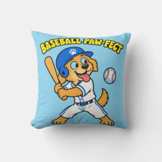 Süßer Hund spielt Baseball - Paw-fekt lustiger Spo Kissen