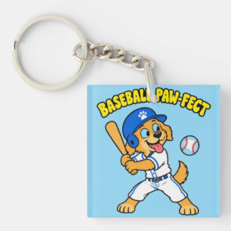 Süßer Hund spielt Baseball - Paw-fekt lustiger Spo Schlüsselanhänger