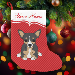 Süßer Hund Tricolor Chihuahua Rote Streifen Kleiner Weihnachtsstrumpf