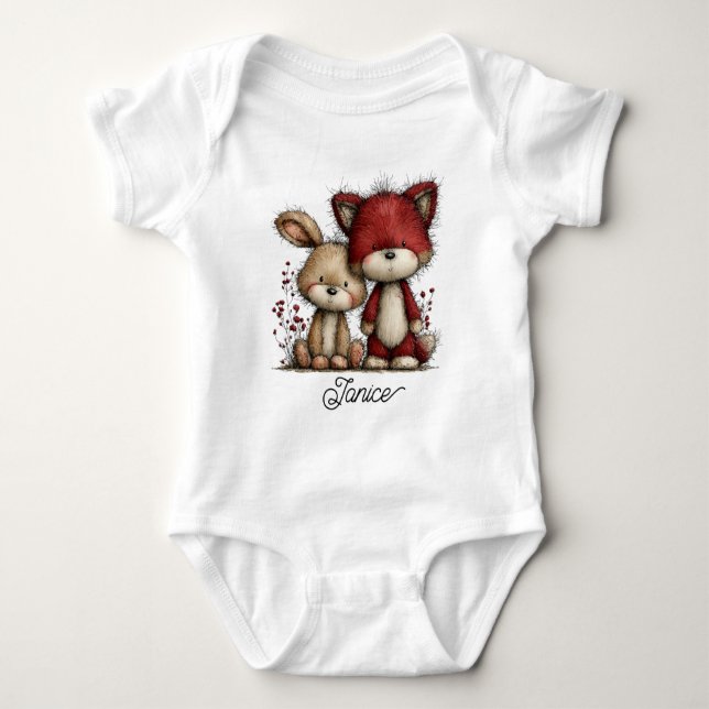 Süßer Hund und Katze Baby Strampler (Vorderseite)