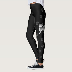 Süßer Hund und Pfoten des Silber-Alaskan-Malamute Leggings