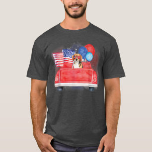 Süßer Hund USA Patriotische Fourth Of July Flaggen T-Shirt
