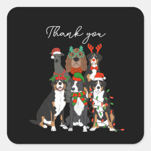 Süßer Hund Weihnachten Danke Feiertag  Quadratischer Aufkleber