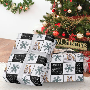 Süßer Hund Welpe Haustier Foto Schneeflocke Weihna Geschenkpapier
