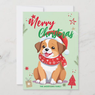Süßer Hund Welpe Santa Weihnachten Feiertag Famili